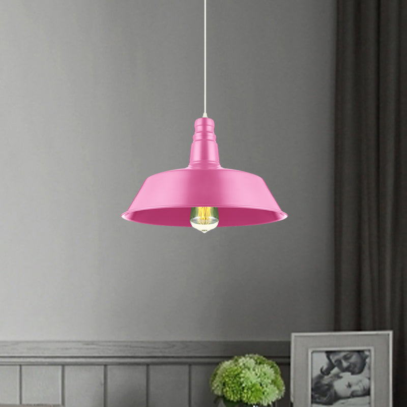 10/14 Inch Wide Barn Living Room Pendant Lighting Industrial Style Metal 1 Bulb Pink/Yellow Hanging Light with Adjustable Cord Clearhalo 'Art Deco Pendants' 'Cast Iron' 'Ceiling Lights' 'Ceramic' 'Crystal' 'Industrial Pendants' 'Industrial' 'Metal' 'Middle Century Pendants' 'Pendant Lights' 'Pendants' 'Tiffany' Lighting' 962139