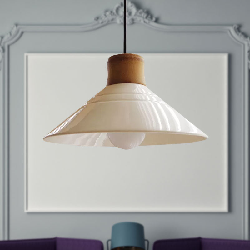 White Conic Pendant Lamp Modern Style Ceramic 1 Light Hanging Light Fixture for Dining Room Clearhalo 'Ceiling Lights' 'Modern Pendants' 'Modern' 'Pendant Lights' 'Pendants' Lighting' 962161