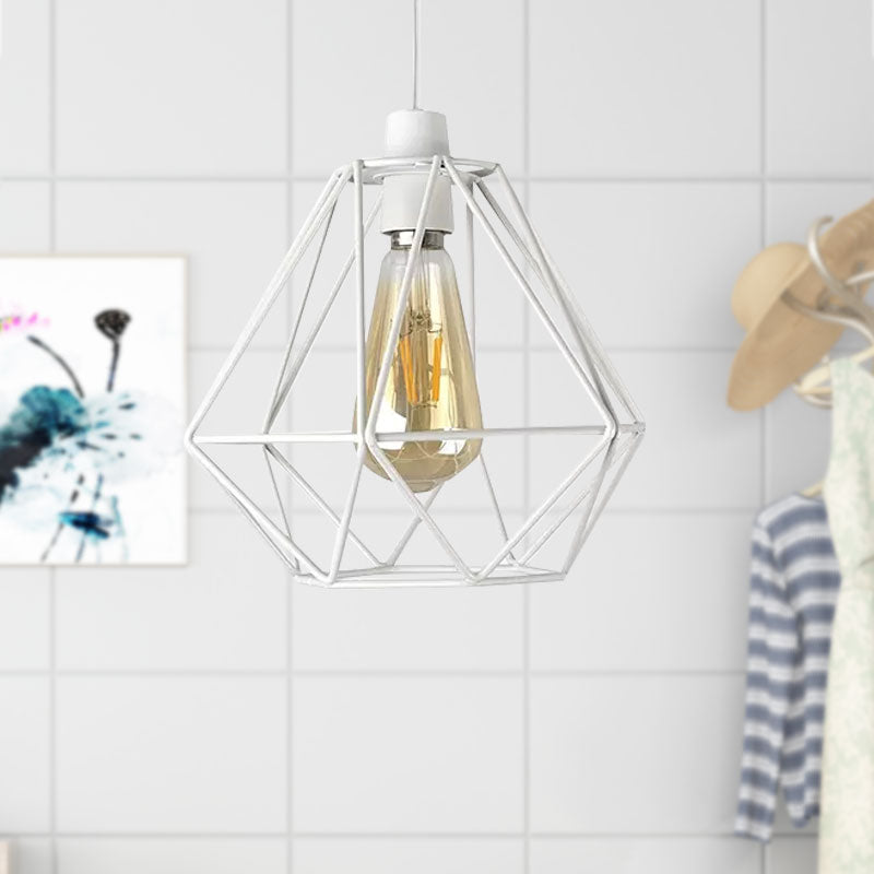 1 Head Wire Frame Hanging Pendant Light Industrial Loft Yellow/White Metal Pendant Lamp for Living Room Clearhalo 'Ceiling Lights' 'Modern Pendants' 'Modern' 'Pendant Lights' 'Pendants' Lighting' 962261