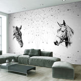 Simple Horse Head Wall Art Scandinavian Wall Mural for Accent Wall