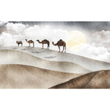 Camel and Desert Mural Wallpaper for Home Decor, Full Size Wall Art in Brown Clearhalo 'Wall Decor' 'Wall Mural' 962585