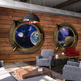 Decorative Galaxy and Wood Mural Custom-Made Wall Decor for Coffee Shop Clearhalo 'Wall Decor' 'Wall Mural' 962605