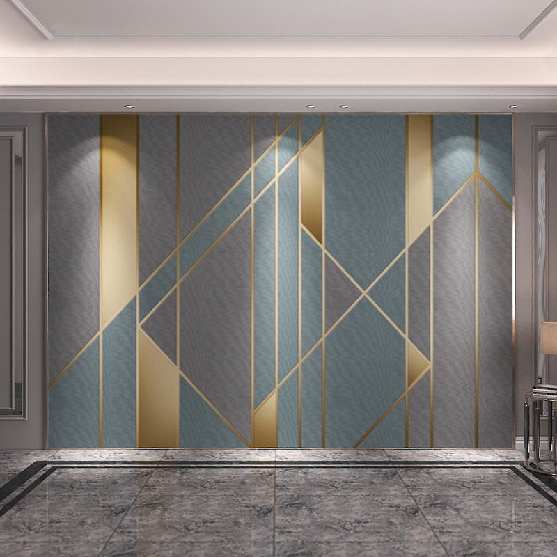 Grey and Blue Mural Wallpaper Extra Large Color Block Wall Covering for Home Decoration Gray-Blue Clearhalo 'Wall Decor' 'Wall Mural' 962645