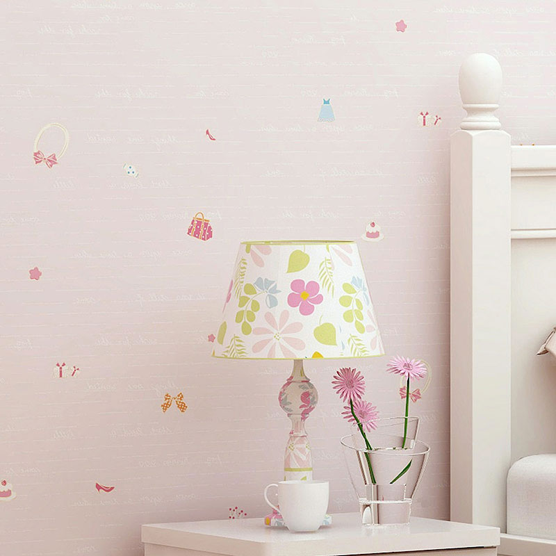 Cute Prince Style Wallpaper Roll for Girl's Bedroom Decoration in Soft Color, Non-Pasted, 33'L x 20.5"W Light Pink Clearhalo 'Wall Decor' 'Wallpaper' 962664