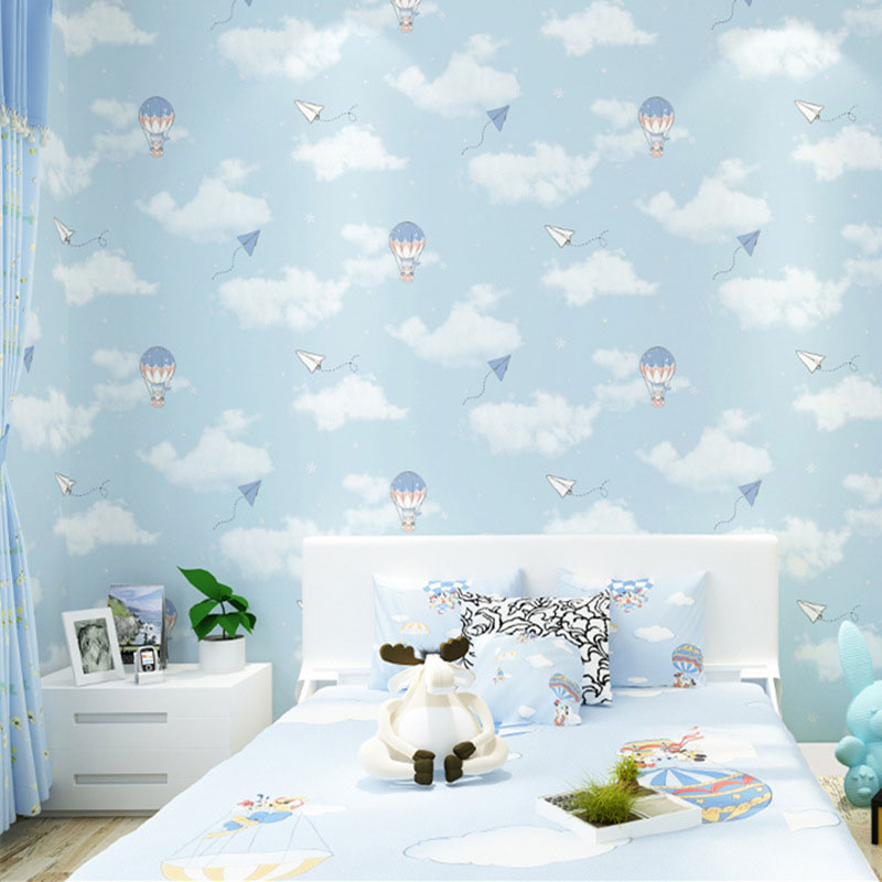 Illustration Style Balloon Wallpaper Pastel Color Wall Covering for Kid, 31-foot x 20.5-inch Sky Blue Clearhalo 'Wall Decor' 'Wallpaper' 962755