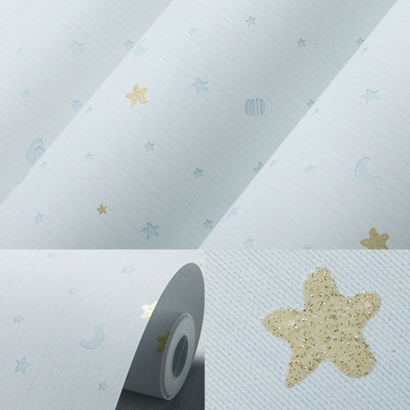 Moon and Star Wallpaper Roll in Soft Color, Modern Wall Covering for Children's Bedroom Clearhalo 'Wall Decor' 'Wallpaper' 962786