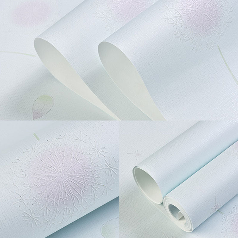 Minimalist Dandelion Wallpaper Roll Soft Blue Plant Wall Covering, 57.1 sq ft., Non-Pasted Clearhalo 'Wall Decor' 'Wallpaper' 962808