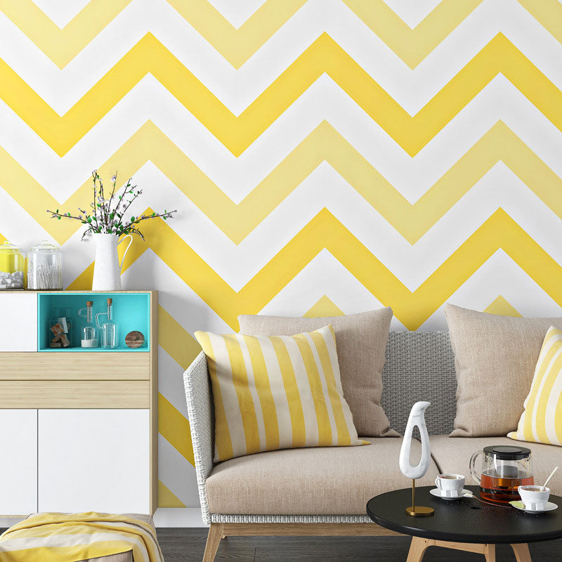 Waving Geometries Wallpaper Toll in Light Color, Contemporary Wall Decor for Children's Bedroom Yellow Clearhalo 'Modern wall decor' 'Modern' 'Wallpaper' Wall Decor' 962837