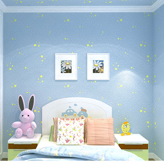 Blue Luminous Star Wallpaper Roll Waterproofing Wall Decor for Children, 33 ft. x 20.5 in Clearhalo 'Wall Decor' 'Wallpaper' 962853