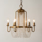 Crystal Strand Gold Chandelier Lighting Basket 6-Light Farmhouse Candle Hanging Pendant Clearhalo 'Ceiling Lights' 'Chandeliers' Lighting' options 963092