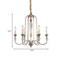 Aged Silver Candlestick Suspension Light Antiqued Metallic 6-Bulb Restaurant Chandelier Clearhalo 'Ceiling Lights' 'Chandeliers' Lighting' options 963117