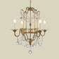 Farmhouse Candelabra Pendant Light Kit 4 Heads Crystal Swag Ceiling Chandelier in Gold Clearhalo 'Ceiling Lights' 'Chandeliers' Lighting' options 963176