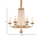 6-Light Ring Hanging Chandelier Country Style Gold Finish Crystal Strand Candle Ceiling Lamp Fixture Clearhalo 'Ceiling Lights' 'Chandeliers' Lighting' options 963213