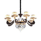 Black 6 Lights Ceiling Chandelier Modernist Metal Gooseneck Arm LED Crystal Hanging Pendant Clearhalo 'Ceiling Lights' 'Chandeliers' 'Modern Chandeliers' 'Modern' Lighting' 963296