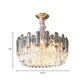 Layered Drum Crystal Chandelier Contemporary 5-Light Dining Room Ceiling Suspension Lamp in Gold Clearhalo 'Ceiling Lights' 'Chandeliers' Lighting' options 963625