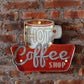 Retro LED Wall Mounted Light Red Coffee Cup/White Milk Bottle Signage Night Lamp with Iron Shade for Shop Clearhalo 'Night Lights' 'Wall Lights' Lighting' 964132