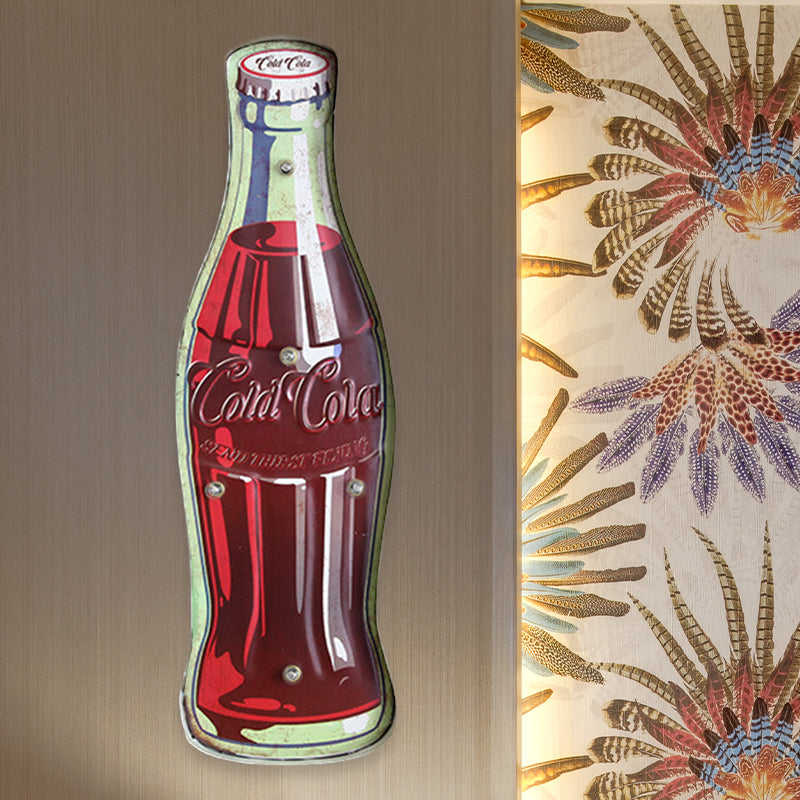 Soda Bottle Signboard Wall Lighting Ideas Vintage Iron Red LED Night Lamp for Shop Clearhalo 'Night Lights' 'Wall Lights' Lighting' 964169