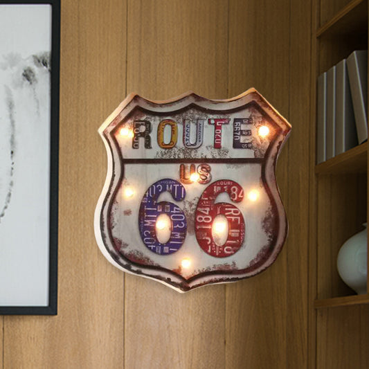 Iron Road Signboard Wall Lamp Countryside Distressed White Decorative LED Night Light Clearhalo 'Night Lights' 'Wall Lights' Lighting' 964182