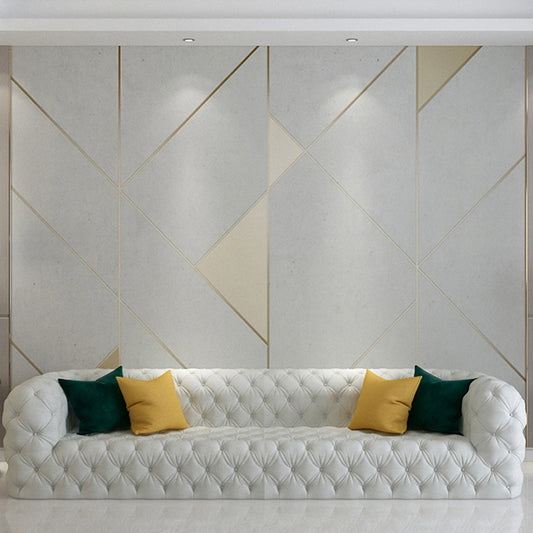 Minimalist Color Block Mural Wallpaper for Coffee Shop, Gold and Grey, Personalized Size Available