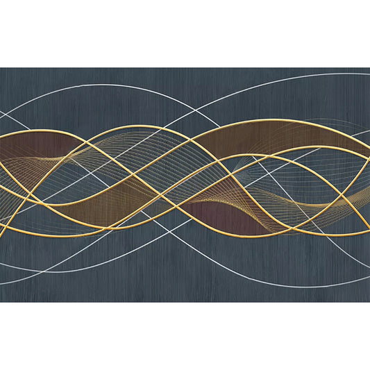 Modern Swirling Line Mural Wallpaper Dark Blue Coffee Shop Wall Covering, Full Size Clearhalo 'Wall Decor' 'Wall Mural' 965079