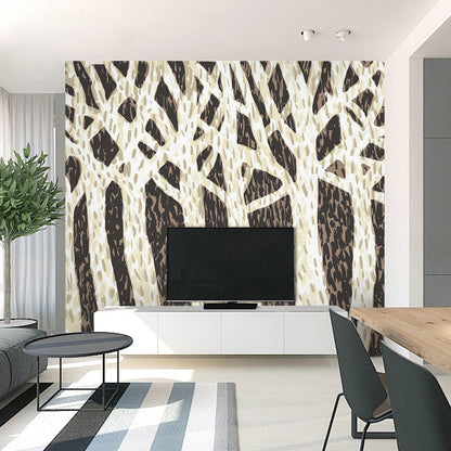 Brown Contemporary Wall Covering Whole Tree Mural Wallpaper for Home Decoration Black-Brown Clearhalo 'Wall Decor' 'Wall Mural' 965186