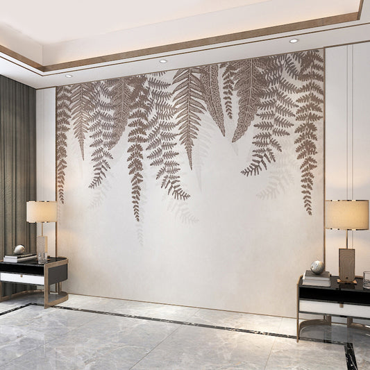 Stain-Resistant Tropical Fern Mural Non-Woven Fabric Minimalist Wall Decor for Accent Wall