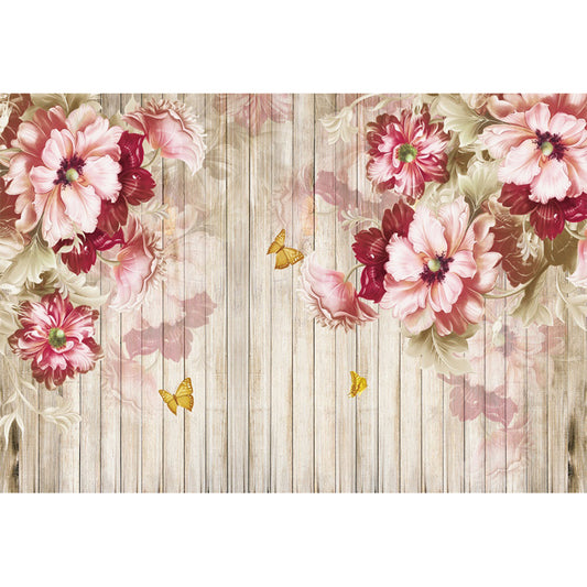 Nordic Blossoms Wall Covering for Accent Wall Personalized Size Wall Mural in Pastel Pink Clearhalo 'Wall Decor' 'Wall Mural' 965319