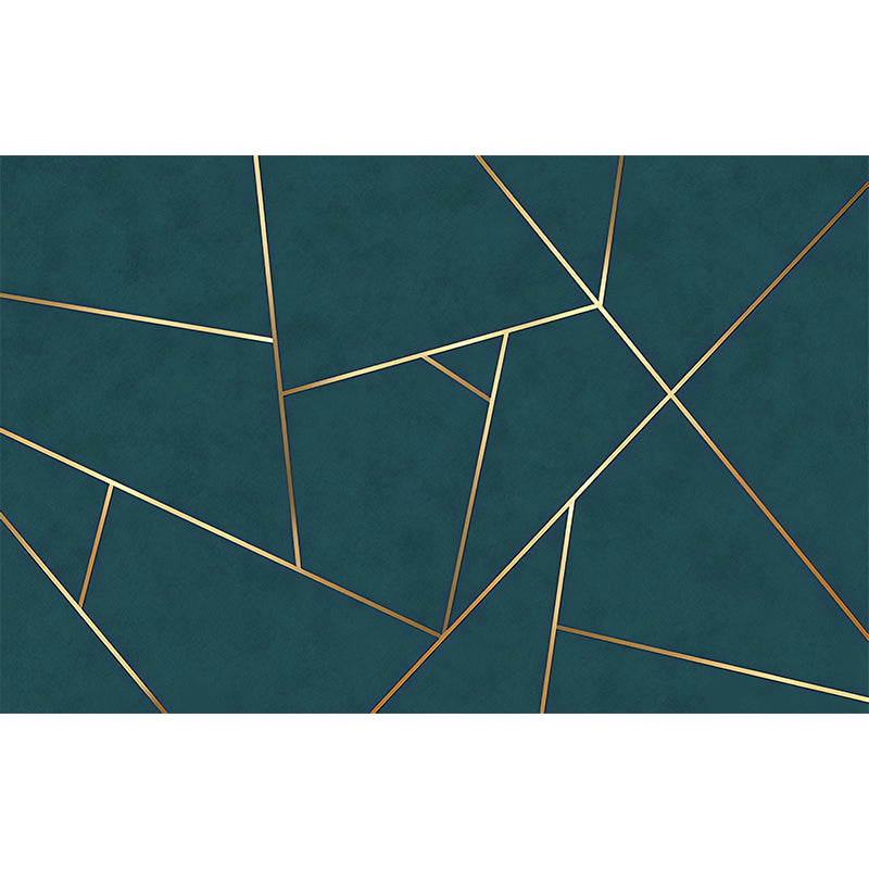 Simple Line and Geometries Mural Wallpaper for Home Decoration, Extra Large Wall Art in Dark Green and Gold Clearhalo 'Wall Decor' 'Wall Mural' 965484