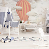 Simple Cartoon Balloon Mural in Orange and Grey Children's Bedroom Wall Art, Full Size Clearhalo 'Wall Decor' 'Wall Mural' 965587