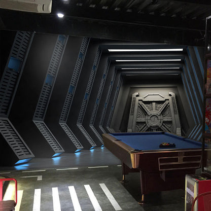 Unique 3D Tunnel Wall Covering for Office Room Modern Mural Wallpaper, Personalized Size Available Gray-Black Clearhalo 'Wall Decor' 'Wall Mural' 965683