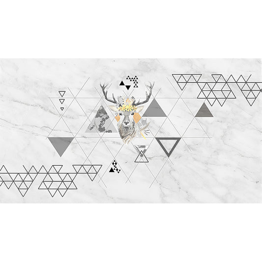 Illustration Deer and Geometries Mural Big Wall Art for Living Room, Made to Measure