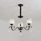 Cone Shade Hotel Ceiling Chandelier Retro Prismatic Crystal 3/6-Light Black Drop Pendant with Scroll Element Clearhalo 'Ceiling Lights' 'Chandeliers' Lighting' options 965920