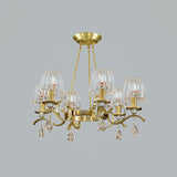 Gold Finish Wheel Chandelier Postmodern Metal 6-Head Living Room Hanging Lamp with Cone Crystal Shade Clearhalo 'Ceiling Lights' 'Chandeliers' Lighting' options 965924