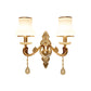 2 Heads Wall Sconce Vintage Bedroom Wall Mount Lamp with Curved Milk Glass Lampshade in Gold Clearhalo 'Wall Lamps & Sconces' 'Wall Lights' Lighting' 966024