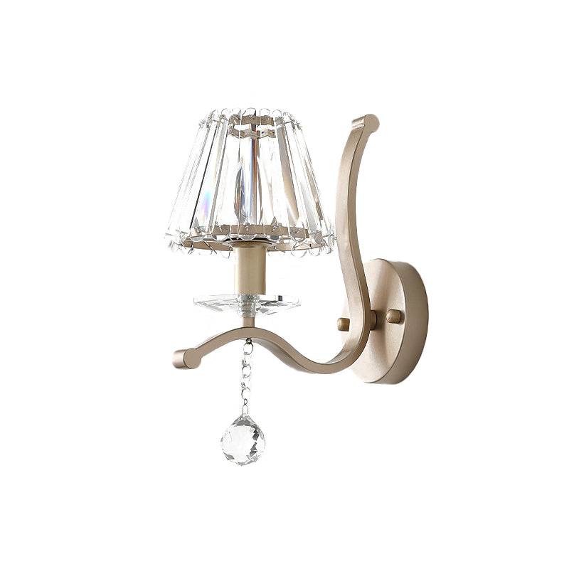 Crystal Prism Antiqued Gold Sconce Conical 1 Head Minimalist Wall Mount Light Fixture Clearhalo 'Modern wall lights' 'Modern' 'Wall Lamps & Sconces' 'Wall Lights' Lighting' 966044