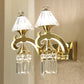 Gold 1/2-Bulb Wall Mounted Lighting Postmodern Crystal Conical Wall Sconce with Dangling Rods Clearhalo 'Wall Lamps & Sconces' 'Wall Lights' Lighting' 966108