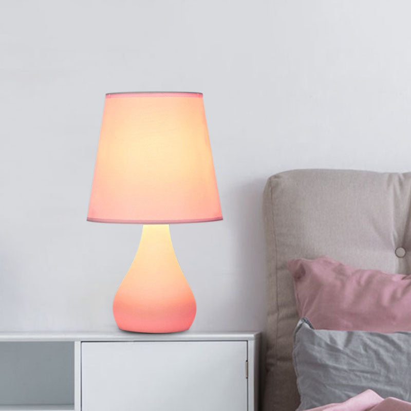 Ceramic Urn Table Lamp Nordic Style 1 Head Blue/Pink Night Reading Light with Fabric Shade Clearhalo 'Lamps' 'Table Lamps' Lighting' 966134