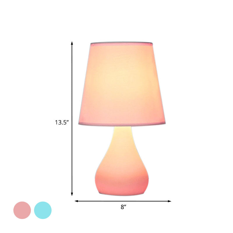 Ceramic Urn Table Lamp Nordic Style 1 Head Blue/Pink Night Reading Light with Fabric Shade Clearhalo 'Lamps' 'Table Lamps' Lighting' 966136