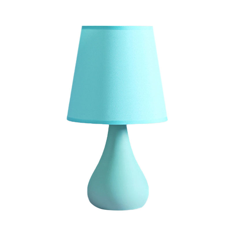 Ceramic Urn Table Lamp Nordic Style 1 Head Blue/Pink Night Reading Light with Fabric Shade Clearhalo 'Lamps' 'Table Lamps' Lighting' 966139