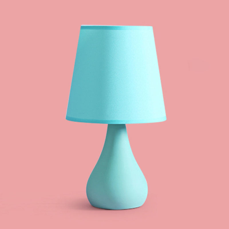 Ceramic Urn Table Lamp Nordic Style 1 Head Blue/Pink Night Reading Light with Fabric Shade Clearhalo 'Lamps' 'Table Lamps' Lighting' 966140