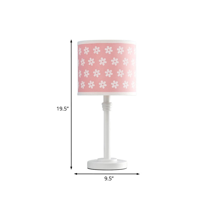 Modern Drum Night Table Lamp Wood Single Light Bedroom Reading Book Light in Pink Clearhalo 'Lamps' 'Table Lamps' Lighting' 966241