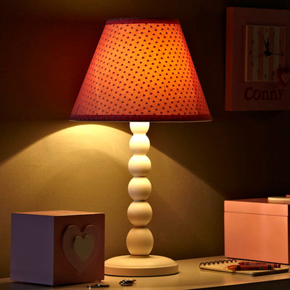 Pink Barrel Shape Desk Light Modern 1 Head Wood Bedroom Table Lamp with Fabric Shade Pink Clearhalo 'Lamps' 'Table Lamps' Lighting' 966242