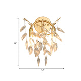 Leaf Shape Sconce Lighting Contemporary Beveled Crystal 2 Bulbs Gold Wall Lamp Fixture Clearhalo 'Modern wall lights' 'Modern' 'Wall Lamps & Sconces' 'Wall Lights' Lighting' 966374