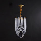 Gold Half-Oval Pendant Light Fixture Modern Style 3 Heads Clear Twisted Crystal Chandelier Lighting Clearhalo 'Ceiling Lights' 'Chandeliers' 'Clear' 'Industrial' 'Modern Chandeliers' 'Modern' 'Tiffany' 'Traditional Chandeliers' Lighting' 966433