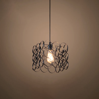 Industrial Stylish Squared Hanging Light with Wire Ring Design 1 Bulb Metal Pendant Lamp in Black Black Clearhalo 'Art Deco Pendants' 'Black' 'Cast Iron' 'Ceiling Lights' 'Ceramic' 'Crystal' 'Industrial Pendants' 'Industrial' 'Metal' 'Middle Century Pendants' 'Pendant Lights' 'Pendants' 'Rustic Pendants' 'Tiffany' Lighting' 96766