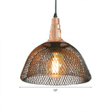 Metal Black Pendant Light Dome Mesh Single Light Industrial Ceiling Hanging Light Clearhalo 'Art Deco Pendants' 'Black' 'Cast Iron' 'Ceiling Lights' 'Ceramic' 'Crystal' 'Industrial Pendants' 'Industrial' 'Metal' 'Middle Century Pendants' 'Pendant Lights' 'Pendants' 'Rustic Pendants' 'Tiffany' Lighting' 96817