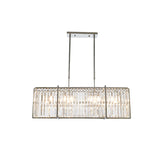 Rectangular Dining Room Island Pendant Modern 3-Sided Crystal Rods 5 Lights Chrome Hanging Lamp Clearhalo 'Ceiling Lights' 'Island Lights' Lighting' 968323