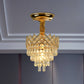 4 Tiers Crystal Droplet Ceiling Lamp Traditional 1-Light Sitting Room Semi Flush Mount Lighting with Gold Crown Top Clearhalo 'Ceiling Lights' 'Close To Ceiling Lights' 'Close to ceiling' 'Semi-flushmount' Lighting' 968345