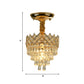 4 Tiers Crystal Droplet Ceiling Lamp Traditional 1-Light Sitting Room Semi Flush Mount Lighting with Gold Crown Top Clearhalo 'Ceiling Lights' 'Close To Ceiling Lights' 'Close to ceiling' 'Semi-flushmount' Lighting' 968347
