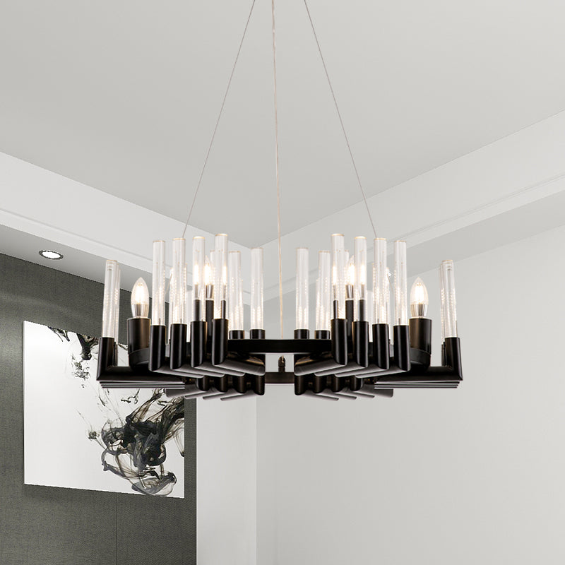 Clear Crystal Candelabra Ceiling Chandelier Minimal 6 Lights Black Finish Hanging Lamp Kit for Dining Room Clearhalo 'Ceiling Lights' 'Chandeliers' 'Modern Chandeliers' 'Modern' Lighting' 968404